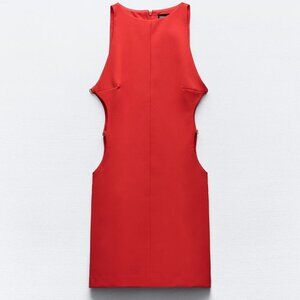 VIRAL RED ZARA SHORT DRESS WITH CUT-OUT DETAIL
